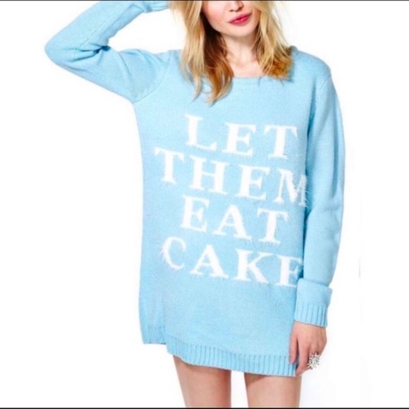 MINKPINK Oversized Blue Marie Intarsia Sweater - Picture 1 of 1